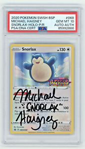 New ListingPSA GM MT 10 Signed Micheal Haigney Pokémon TCG Snorlax Sword & Shield SWSH068