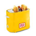 Hotdog Toaster 2 Slot Retro Toaster for Sausages, Brats with Mini Tongs, Yellow