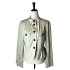 Burberry London Coat Women Size 6 Khaki Cotton Button Ruffle Peplum Trench Coat