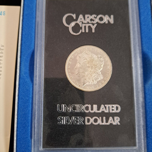 1881 CC Carson City Morgan Silver Dollar with Box and Papers GSA Hoard Uncirc.