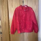 Lavon Vintage 70’s~100% Silk Red Jacket Size M Zip Front~ (Oversized Small). EUC