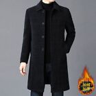 Fleece Trench Coat Wool Coat Long Outwear Jacket Business Casual Slim Overcoats
