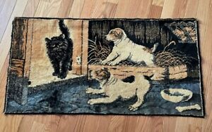 Vintage Cat/Dogs Tapestry, Throw, Wall Hanging, Velvet 19x37