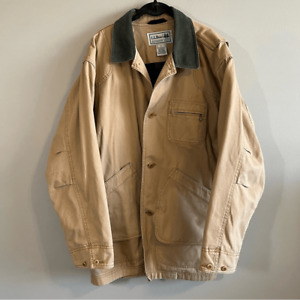 L.L. Bean Coat Jacket VTG Mens Barn Chore Cotton Tan Canvas Outdoor Workwear L