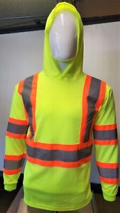 Hoodie Yellow  High Visibility Safety Shirt  With Reflective Stripes