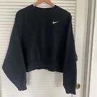 Nike Oversized Cropped Sweatshirt Crewneck Women’s Small Fleece Lined black