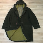vintage burberry's duffle coat hooded wool nova check  green olive men's size L