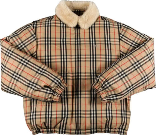 Supreme Burberry Down Puffer Jacket Beige Size M Medium *BRAND NEW* Never Worn