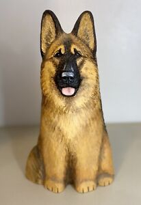 WOOD Carved BIG German SHEPHERD Dog Lisa Rogers Original Carving Sculpture