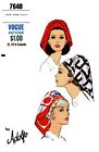 Vogue # 7648 Designer ADOLFO Scarf Hat Cap Fabric Sewing Pattern Chemo Alopecia