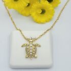 14K Gold Plated Cute Turtle Pendant & Chain. Animal Necklace Women Jewelry Gift.