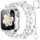 Pearl Strap iWatch Band+Diamond Case For Apple Watch Series 9 8 7 6 5 4 3 2 1 SE
