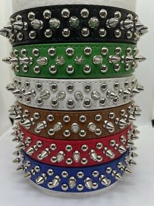 PU Leather Spiked Dog Collar XXS,XS,S,M, L, XL,XXL PU Leather Studded Dog Collar