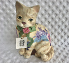 Katherine's Collection Floral Sitting Cat Figurine Decoupage Paper Mache