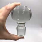 Vintage Clear Glass Crystal Round Decanter Stopper Only 3.75” L