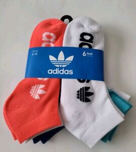ADIDAS Originals Men's low cut Socks 6 Pair Sport Socks Size 6-12 White Black 6p