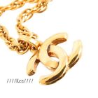 CHANEL Necklace AUTH Coco CC chain Pendant Vintage Gold GP CC Logo 40cm F/S