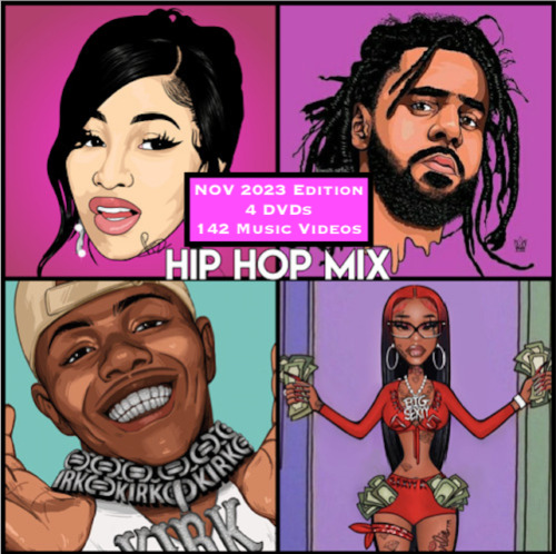 Nov 2023 Rap HipHop RnB 142 Music Videos 4 DVDs Sexyy Red, Cardi B, J Cole Drake