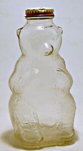 Vintage Snow Crest Beverages Clear Glass Bear Bank Bottle