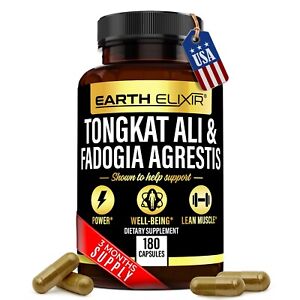 Earth Elixir Fadogia Agrestis 600mg and Longjack 500mg Supplement (180 Capsules)