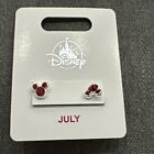Disney Parks Mickey Birthstone Swarovski Crystal Silver Tone July Earrings