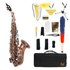 Red Antique Soprano Saxophone Bb Sax Woodwind Instrument with Carrying Case Q9N2