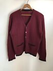 VTG 60s 70s Two Toned Wool Mohair Cardigan Sweater Burgundy Black Small