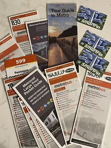 2018 DC Metro Transit Lot Bus Train Subway Timetables Map Smartrip Cards