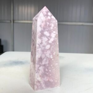 185g Natural Pink Sakura Agate Quartz Crystal Obelisk Wand Point Healing M139