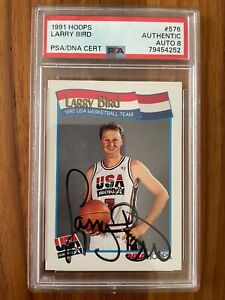 1991-92 NBA Hoops Larry Bird #576 PSA/DNA Certified Dream Team USA Auto HOF