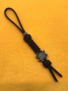 550 Paracord Knife Lanyard Jet Black With Flamed Titanium Alloy Spyderco Bead