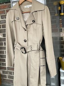 Womens Kenneth Cole Beige Traditional Trench Raincoat XS Slightly Used