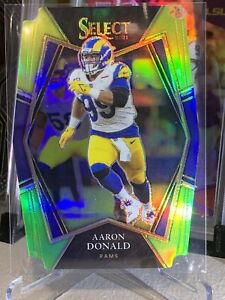 New Listing2021 AARON DONALD Select #120 Green & Yellow PRIZM Die Cut LA Rams NEW MINT!