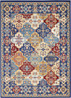 4' x 6' Blue Floral Power Loom Non Skid Area Rug