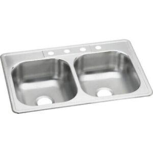 New ListingGlacier Bay Drop In 33 in Double Bowl Stainless Steel Kitchen Sink 755 731