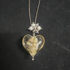 18” Sterling Silver Chain And Heart Murano  Glass And Sterling Pendent