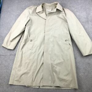 Vintage Brooks Brothers Jacket Mens 42R Beige Trench Coat Overcoat Pockets *