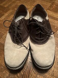 Bass Men Shoes Oxfords 10.5M - 2 Tone Light Brown Suede Leather Non-Marking