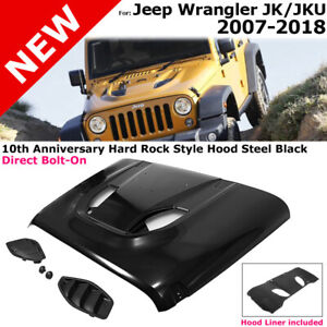 For Jeep JK Wrangler 07-18 Steel Front Rubicon 10th Anniversary Hard Rock Hood (For: Jeep)