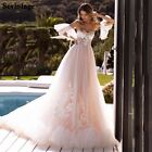 Plus Size Princess Wedding Dresses Removable Sleeves Tulle A Line Bridal Gowns