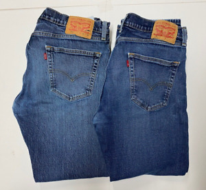 Lot of 2 Levi's 505 Regular Fit Jeans Mens 34 X 30 Blue Flex Denim
