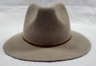 Brixton Wesley Fedora Taupe Wide Brim Packable 100% Wool Hat Size Extra Small 6¾