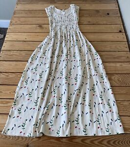 Fin & Vince NWT $108 Women’s Floral Sleeveless smock dress size S Ivory Sf7
