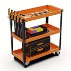 3-Tier Rolling Tool Cart, Mechanic Tool Cart With Side Pegboard Kit & Lockable