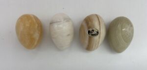 Onyx Marble Stone Eggs Lot of 4 Brown Ivory