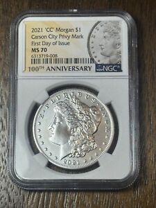 2021-CC Privy Mark Morgan Silver Dollar $1 NGC MS 70 * FDOI First Day of Issue
