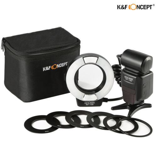 K&F Concept KF-150 E-TTL Macro Ring Flash Light Speedlite 6 Adapters for Canon