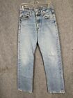 VTG Levis 501 Jean Men 30x32 Blue Button Fly Faded Distressed Actual 30x30 A2