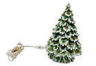 New ListingVintage Table Top  Mold Lighted Ceramic Christmas Tree 10” Flocked Round bulbs