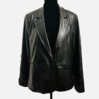 CBrand Black Faux Leather Look, Polyester One Button Blazer Jacket Women Size L